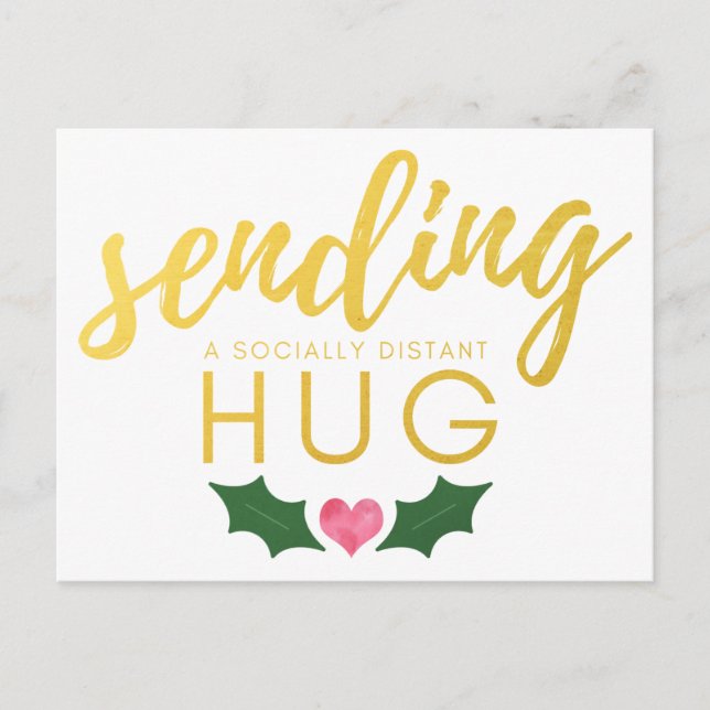 Carte Postale Noël envoie un câlin socialement éloigné (Devant)
