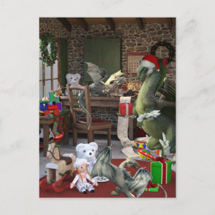 Carte Postale Noël Famille Dragon