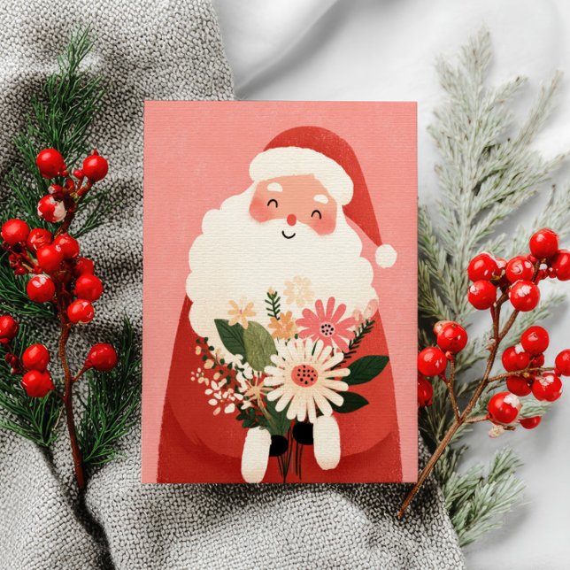 Carte Postale Noël Festif Floral du Père Noël (Créateur téléchargé)
