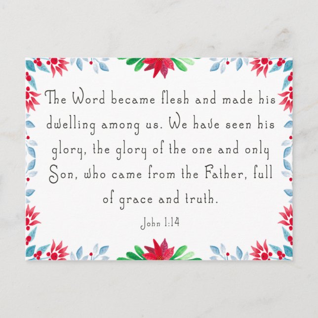 Carte postale Noël Floral Bible Verse (Devant)