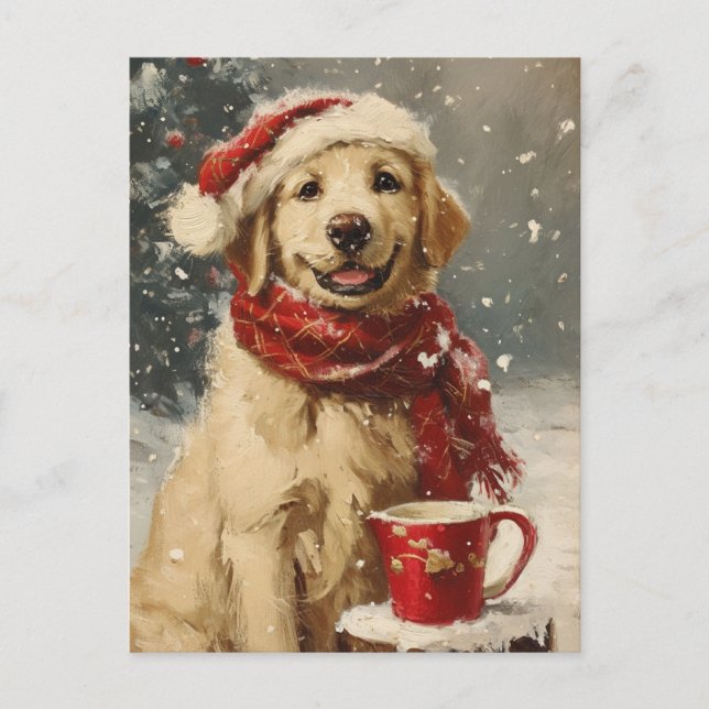 Carte Postale Noël Golden Retriever (Devant)