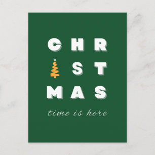 Carte Postale Noël, Green Christmas Art, période des fêtes