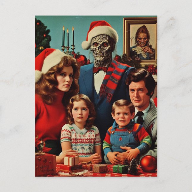 Carte Postale Noël Horreur Retro Portrait de famille (Devant)