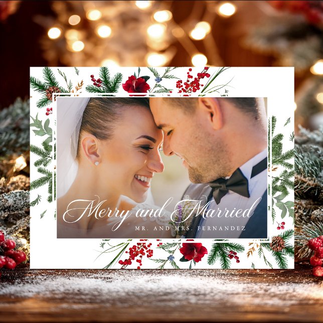Carte postale Noël Joyeux Et Joyeux Fêtes Mariés (Créateur téléchargé)