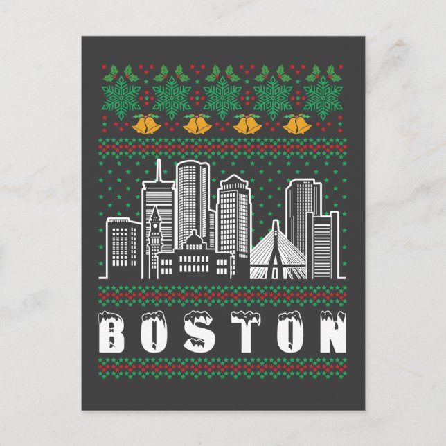 Carte Postale Noël laid du Massachusetts de Boston (Devant)