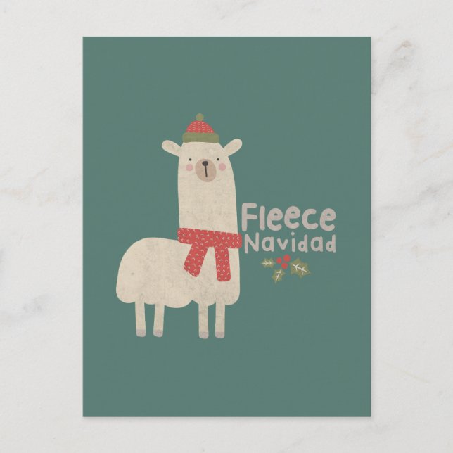 Carte Postale Noël Llama Pun : Fleece Navidad (Devant)