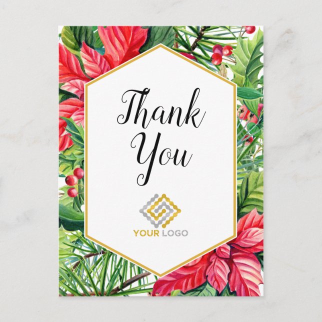 Carte Postale Noël Merci Logo d'affaires (Devant)