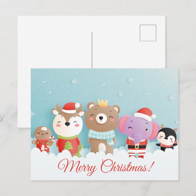 Carte postale Noël mignonne (Devant / Derrière)