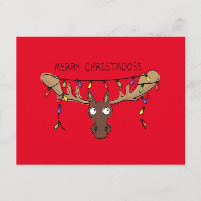 Carte Postale Noël Moose mignonne drôle animal de vacances (Devant)