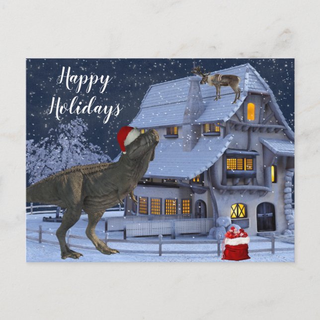 Carte Postale Noël Noël Père Noël Dinosaur (Devant)