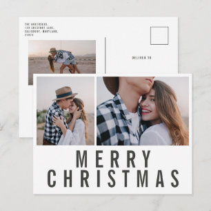 Carte Postale Noel noir blanc minimaliste photo moderne