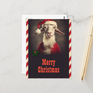 Carte Postale Noël Père Noël Chèvre