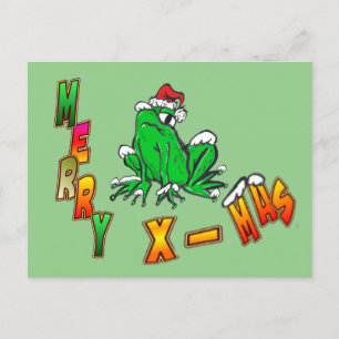 Carte Postale Noël Père Noël Frog Joyeux croûte de Noël.Carte po