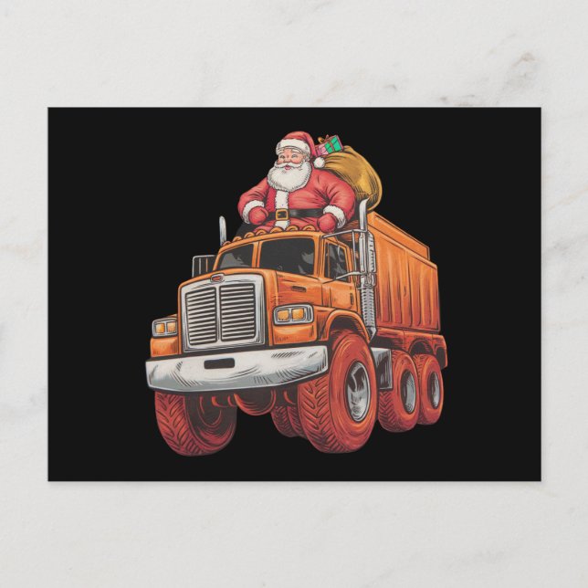Carte Postale Noël Père Noël Monster Camion Xmas Garçons Enfants (Devant)