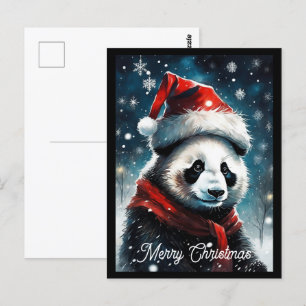 Carte Postale Noël père Noël Panda