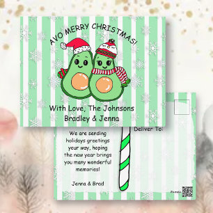 Carte Postale Noël personnalisé de mignons Avocados