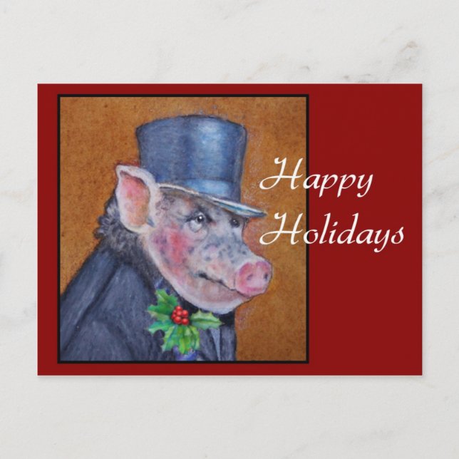 Carte postale Noël Pig Holiday (Devant)