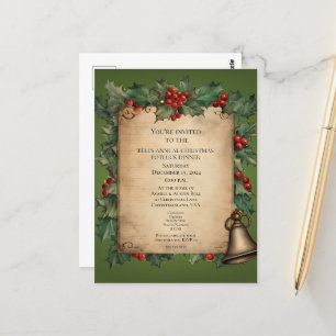 Carte Postale Noël Potluck Dîner Old World Scroll Invitat