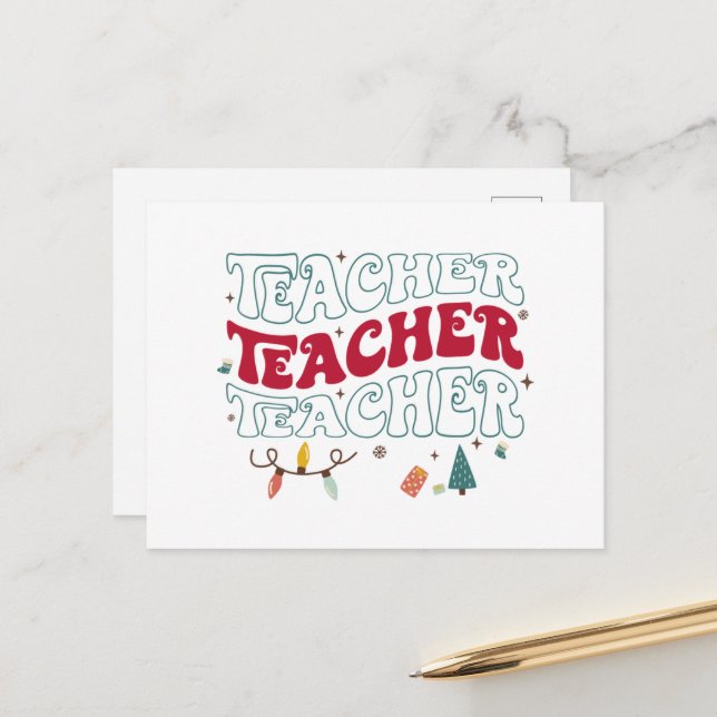 Carte Postale Noël professeur (Devant/Arrière en situation)