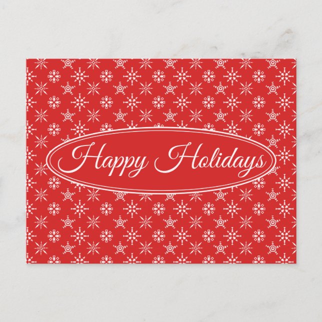 Carte Postale Noël Rouge Blanc Élégant Vacances (Devant)