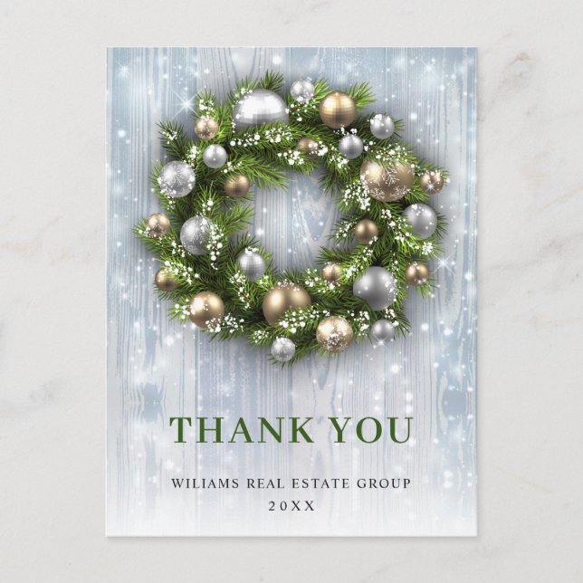 Carte Postale Noël Russe Wreath Merci d'entreprise (Devant)