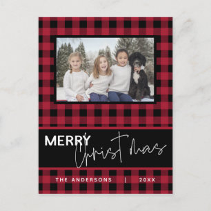 Carte Postale Noël rustique campagne plaid photo
