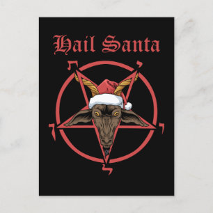 Carte Postale Noël Salut Santa Satanisme Bouc Satan Baphomet