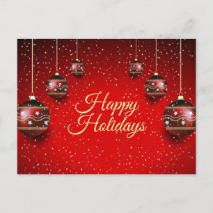 Carte Postale Noël Salutation Golden Red Winter Holidays