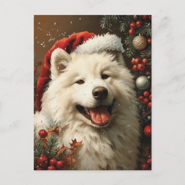 Carte Postale Noël Samoyé (Devant)