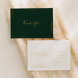 Carte Postale Noël simple et élégant Merci Mariage vert