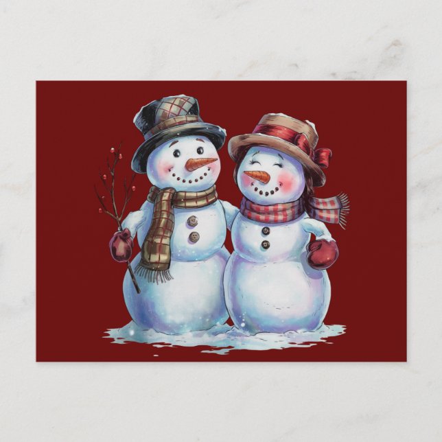 Carte Postale Noël Snowman vacances Vintages (Devant)