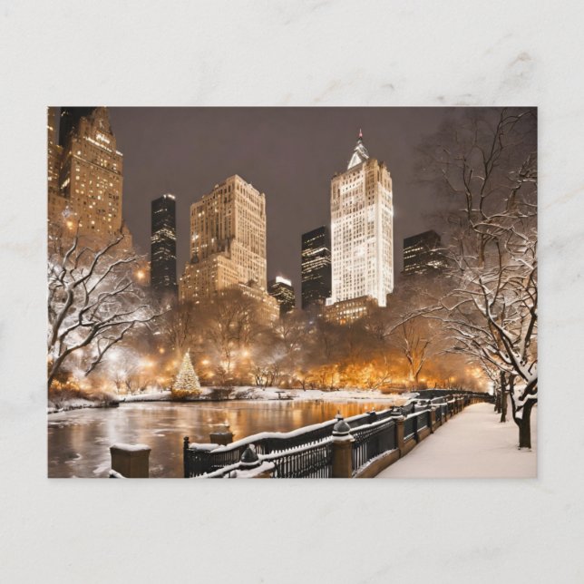Carte postale Noël Snowy NYC New York City (Devant)