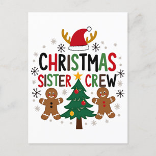 Carte Postale Noël Soeur Crew Festive pain d'épices Amis