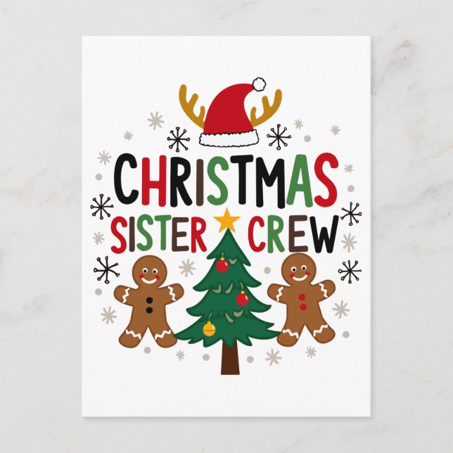 Carte Postale Noël Soeur Crew Festive pain d'épices Amis (Devant)