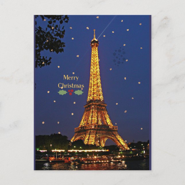 Carte Postale Noël Tour Eiffel (Devant)