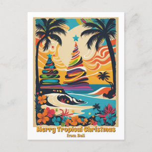 Carte Postale Noël tropical de plage Bali salutation