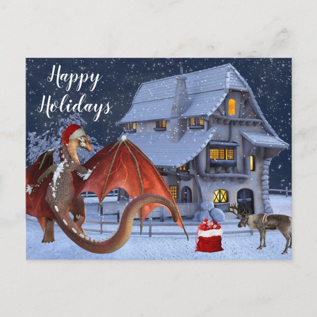Carte Postale Noël Vacances Père Noël Dragon (Devant)