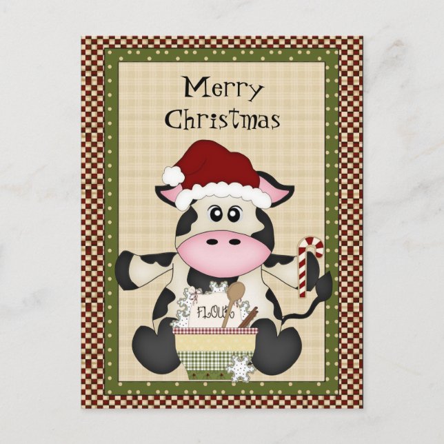 Carte postale Noël Vache (Devant)
