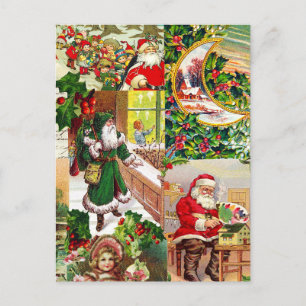 Carte Postale Noël victorien Vintage Père Noël Toys