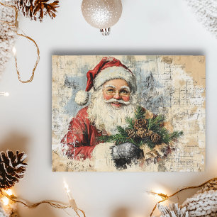 Carte Postale Noël Vintage Découpe Santa Éphémère Fêtes de fin d
