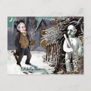 Carte Postale Noël vintage du bonhomme de neige victorien