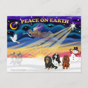 Carte Postale Noëls Sunrise - Cavalier King Charles (trois)