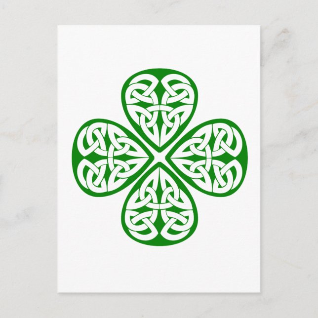 Carte Postale noeud céleste shamrock vert (Devant)