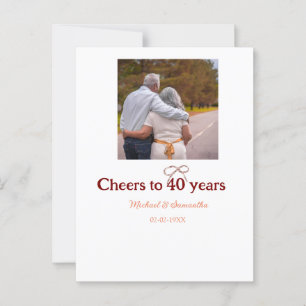 Carte Postale Nœud marron félicite pour les 40 ans de mariage 