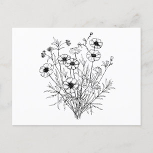 Carte Postale Noir Blanc Fleur sauvage