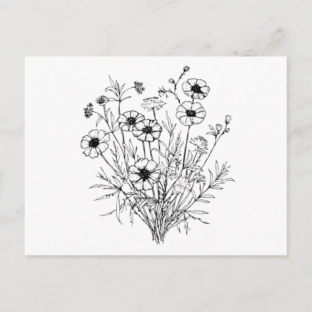 Carte Postale Noir Blanc Fleur sauvage (Devant)
