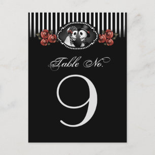 Carte Postale Noir Blanc Halloween Mariage Skeletons Rouge Flora