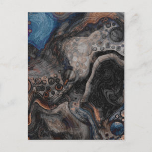 Carte Postale Noir, Brown, gris et bleu Abstrait moderne