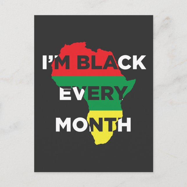 Carte Postale Noir chaque mois Naturel Melanin Racines Africaine (Devant)