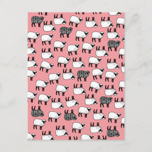 Carte Postale Noir Damask Sheep